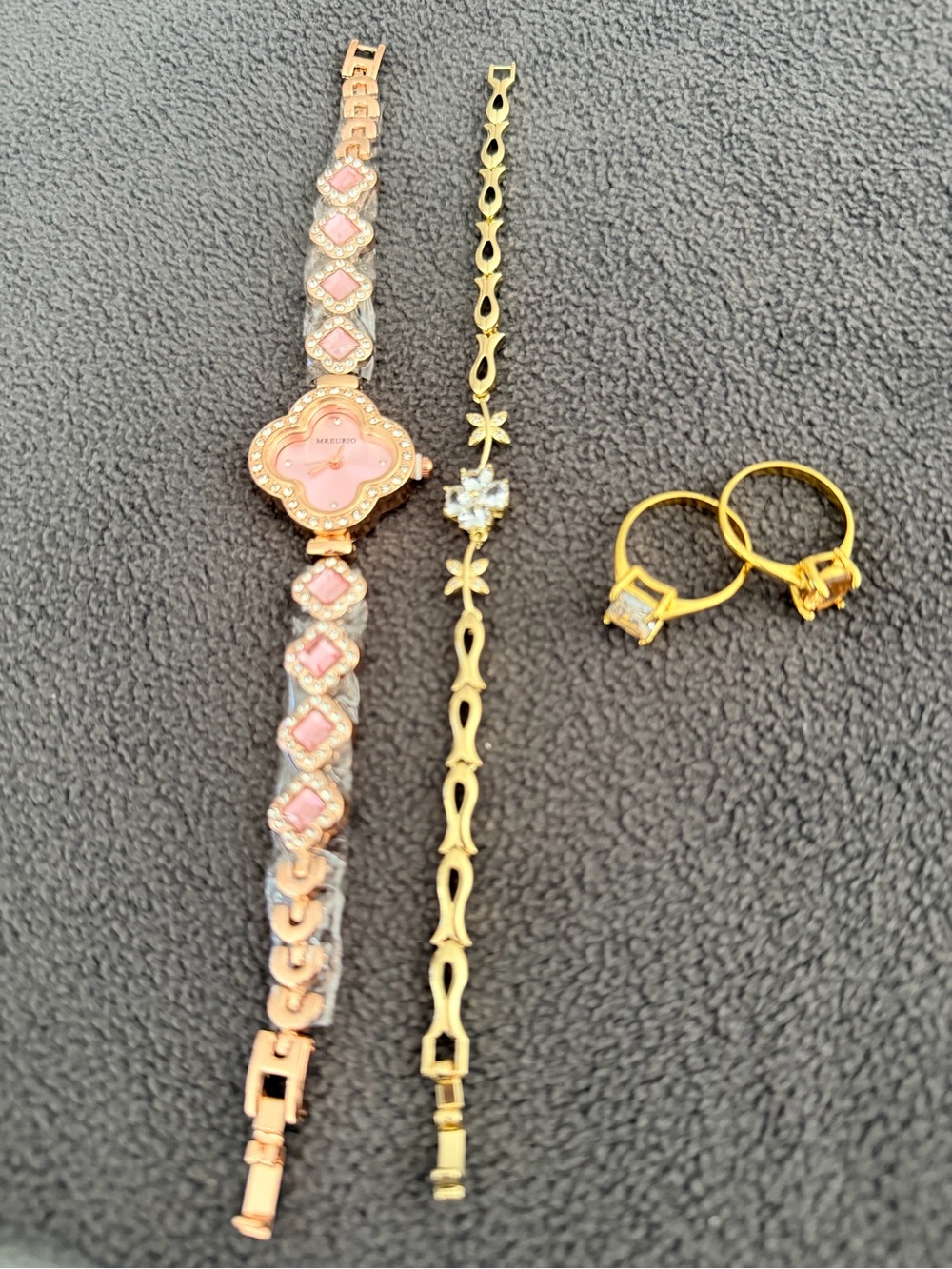Elegant Pink Stone Women's Bracelet Watch with Gold Accent